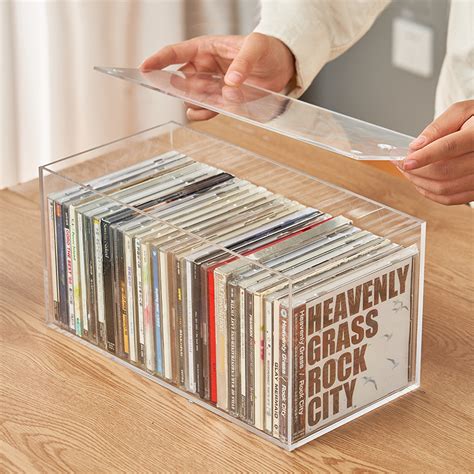 日本亚克力家用dvd碟片cd盒子光盘收纳盒箱塑料专辑游戏碟储存架-淘宝网