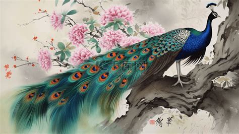 国画孔雀大全图片