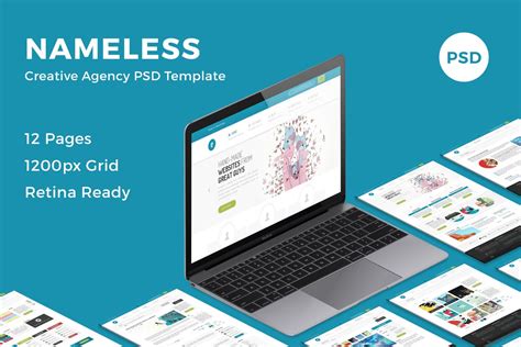 初创公司/创意机构官网设计PSD网站模板 Nameless – Creative Agency PSD Template – 设计小咖