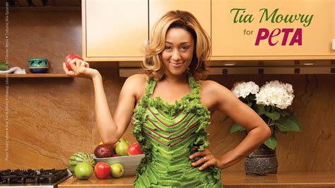 Tia Mowry wears nothing but lettuce for PETA