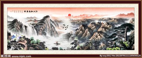 江山如此多娇背景墙国画,装饰画设计,其他设计,设计模板,汇图网www.huitu.com