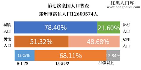 2024年河南省郑州市人口第七次人口普查数据和历史人口数据 年龄金字塔结构 民族组成情况-红黑人口库