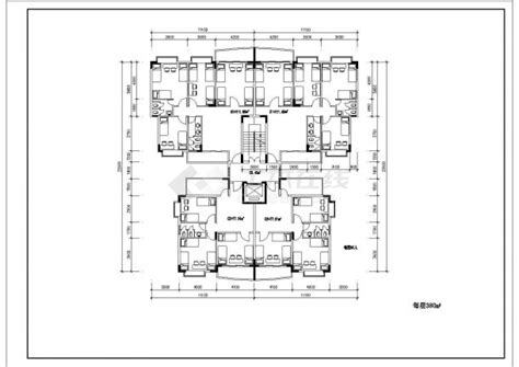 兰州市富力桃园小区住宅楼标准层平面设计CAD图纸（共5张）_住宅小区_土木在线