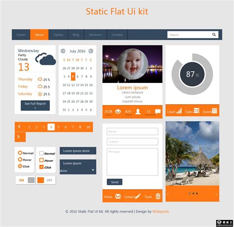 橙色UIKIT组件响应式网页模板免费下载html - 模板王
