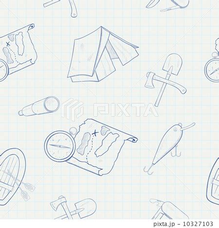 Camping hand drawn vector seamless patternのイラスト素材 [10327103] - PIXTA