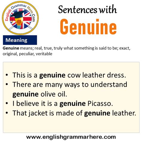 Sentences with Genuine, Genuine in a Sentence and Meaning - English ...