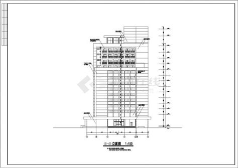 1.1万平米12层框架结构商务酒店建筑设计CAD图纸（含机房层和地下1层）_商务酒店_土木在线