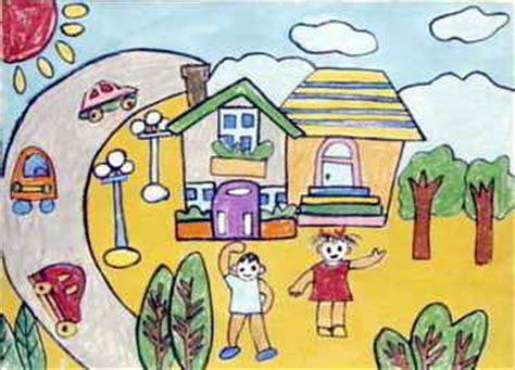 《我心中的家》儿童画2幅