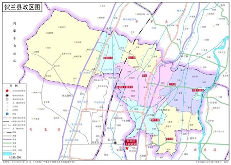 银川市行政区划地图 银川市辖3个区/2个县/1个县级市