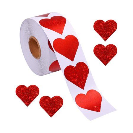 Houkiper 1.5inch Red Heart Sticker Love labels,heart shape adhesive Heart Shape Natural Paper ...