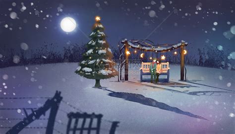 浪漫圣诞夜插画图片下载-正版图片400083579-摄图网