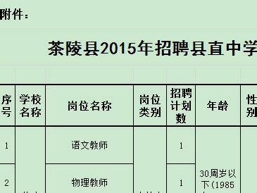 2015年茶陵县直中学招聘教师公告信息（15人）