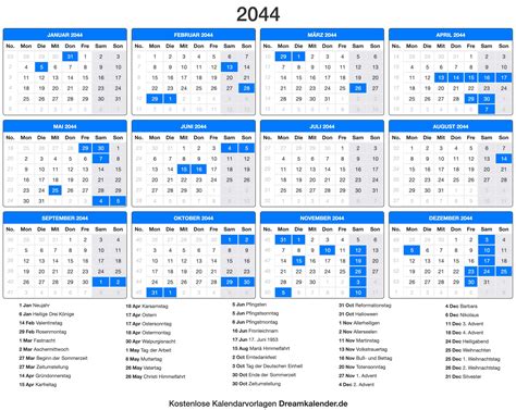 Calendario 2044
