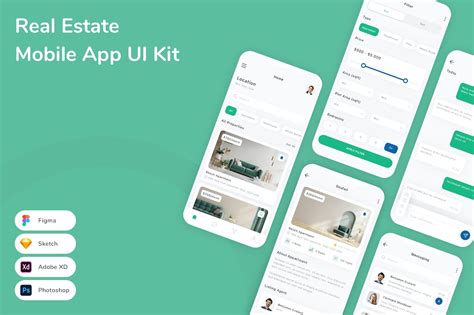 房地产App设计UI套件v2 Real Estate App UI Kit V2 – 设计小咖