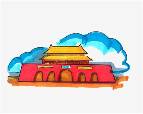 中国水墨手绘天安门图片素材免费下载 - 觅知网