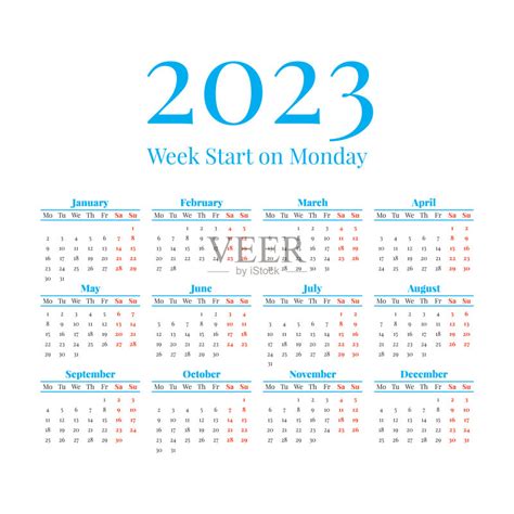 星期,日历,星期一,2023年,开端正版矢量图素材下载_ID:377492233 - Veer图库