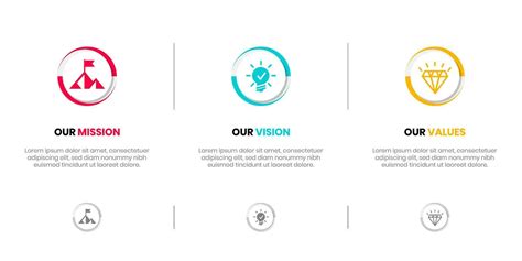 Mission Vision Values infographic Banner template. Company goal ...