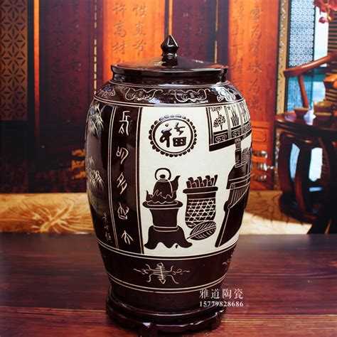 陶瓷米缸米桶带盖面缸储物罐酒坛发酵缸水缸50斤100斤景德镇油缸-阿里巴巴