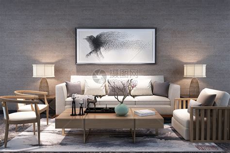 中式空间客厅场景设计图片素材-正版创意图片500886296-摄图网