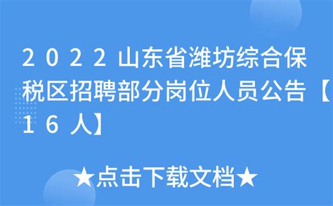 2022山东省潍坊综合保税区招聘部分岗位人员公告【16人】