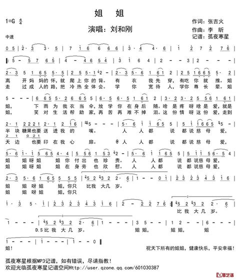 《姐姐》简谱平安原唱 歌谱-momoliu制谱-钢琴谱吉他谱|www.jianpu.net-简谱之家