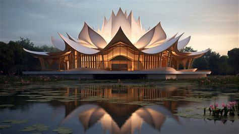 AI公共建筑：Lotus style architecture | AIGC图片