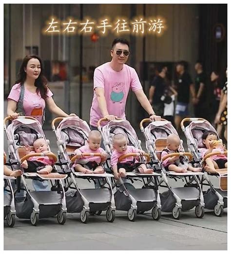一胎双胞胎女儿，二胎喜获四胞胎男娃，夫妻俩带6个娃逛街成风景