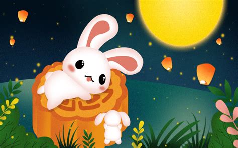原创可爱兔兔中秋节月饼插画GIF_AMORE123-站酷ZCOOL