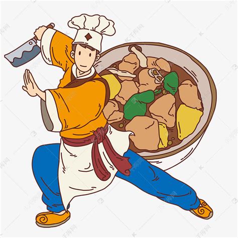 手绘卡通美食餐饮厨师素材图片免费下载_高清psd_千库网(图片编号11254945)