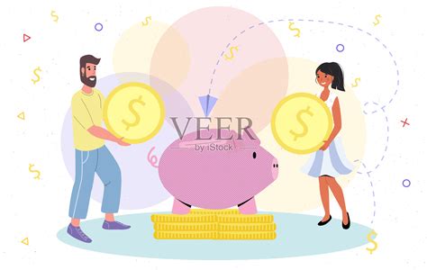 家庭财务男人和女人夫妇工作投资预算矢量插图插画图片素材_ID:374060247-Veer图库