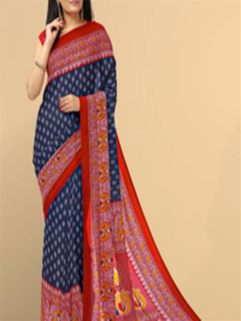 Buy Kalamandir Navy Blue & Red Floral Saree - Sarees for Women 19253990 ...