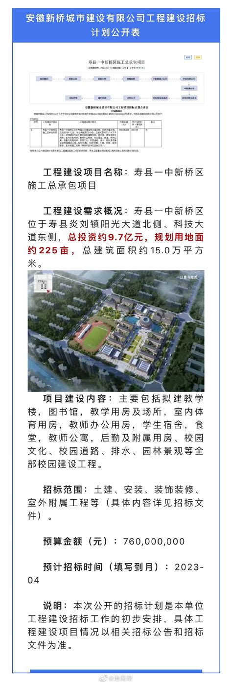 寿县一中新桥校区建设项目招标|淮南市_新浪新闻