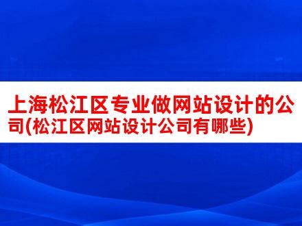 上海松江区专业做网站设计的公司(松江区网站设计公司有哪些)_V优客