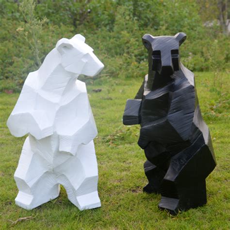 玻璃钢平面切面北极熊雕塑树脂纤维抽象动物熊模型小品定作-阿里巴巴