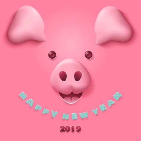 矢量背景与三维有趣的卡通猪脸与领结特写-可爱的农场动物-2019年猪年小猪头像、横幅设计模板、明信片等素材-高清图片-摄影照片-寻图免费打包下载