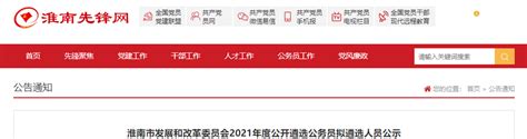 2021年安徽淮南市发展和改革委员会公开遴选公务员拟遴选人员公示