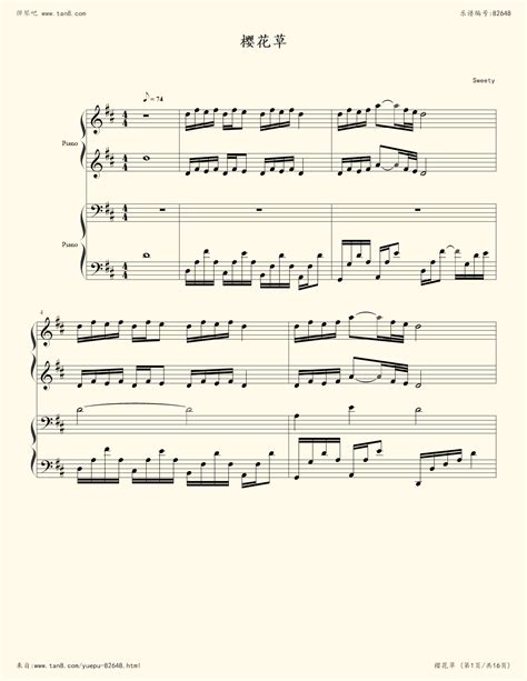 《樱花草 Inst.,钢琴谱》自制music,未知（五线谱 钢琴曲 指法）-弹吧|蛐蛐钢琴网