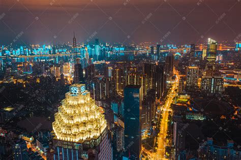 武汉城市建筑夜晚写字楼西北湖航拍摄影图配图高清摄影大图-千库网