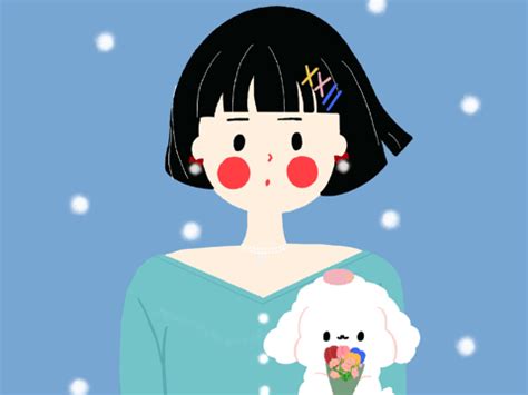 温柔甜美女生和小狗头像