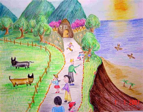 少儿书画作品-我的家乡/儿童书画作品我的家乡欣赏_中国少儿美术教育网