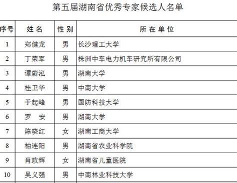 【第五届湖南省优秀专家候选人名单公示|8月13日】_傻大方