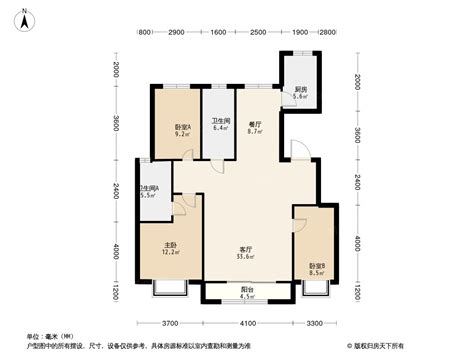 滨州学府名著3室2厅2卫户型图-滨州楼盘网