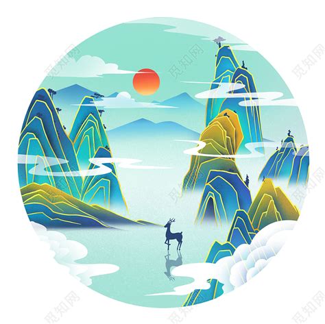 中国风水墨山水风景原创海报背景插画图片素材免费下载 - 觅知网