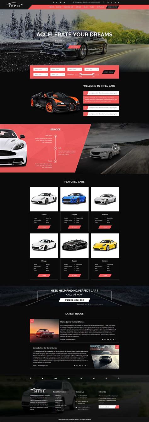 Bootstrap响应式汽车经销商企业网站模板 - 素材火