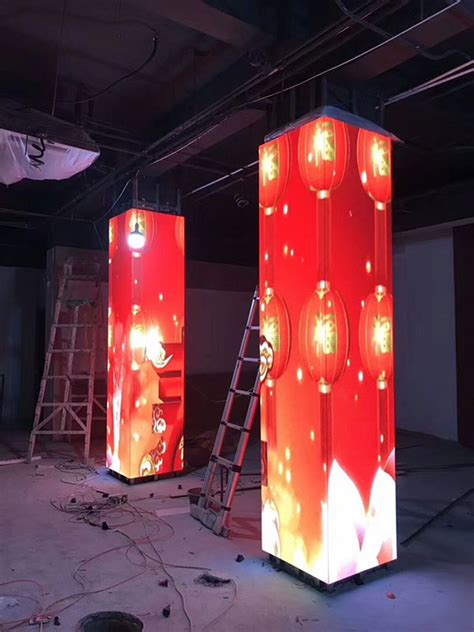 浙江温州瑞安市非物质文化遗产展馆柱形P2.5LED异形屏_LED异形屏_华信通光电