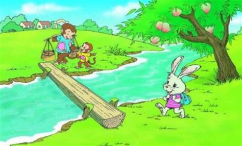看图小白兔和山羊过桥,看图说话,过河_大山谷图库