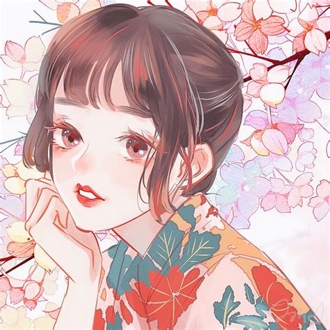 闺密头像手绘甜美女生