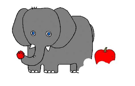 大象吃苹果,吃苹果卡通,大象装饰画_大山谷图库