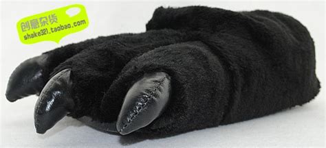 冬季毛毛绒史迪仔史迪奇创意熊掌虎爪 兽爪恐龙爪子 全包跟棉拖鞋-阿里巴巴