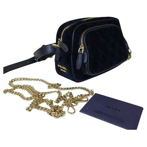Prada Cahier Small Velvet Convertible Belt Bag Black ref.237592 - Joli ...